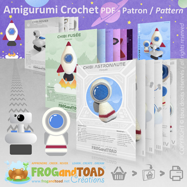 CHIBI Voyage Spatial Space Travel/CHIBI Voyage Spatial Espace Space Travel PDF Amigurumi Crochet Pattern FROGandTOAD Créations